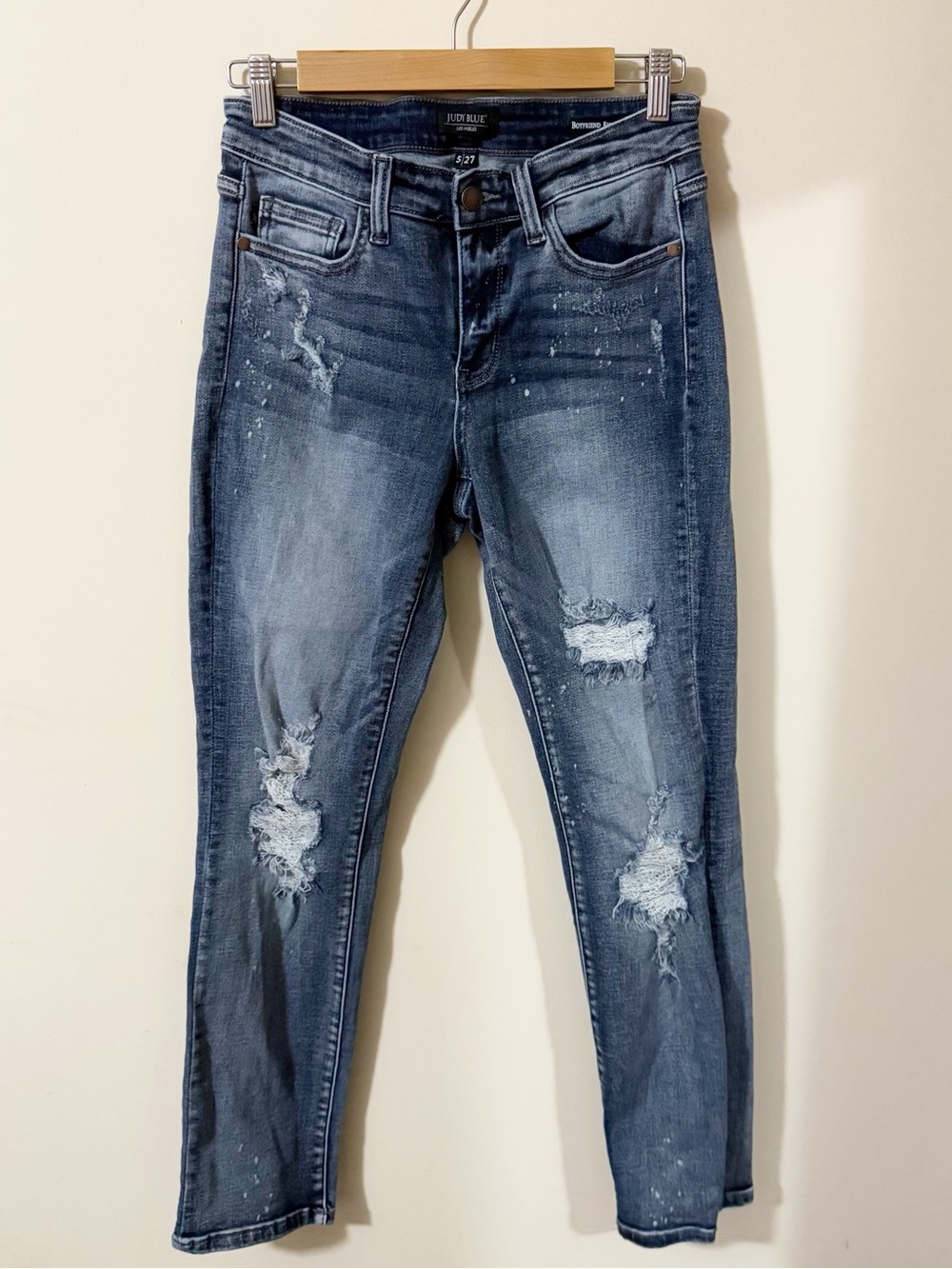 Judy Blue Womens Boyfriend Fit Distressed Jeans Size 5/ 27
